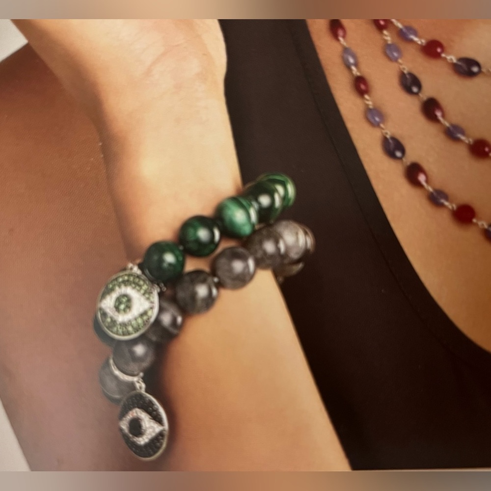 Rareities by Carol Brodie NWT Evil Eye Labradorite Bead Bracelet